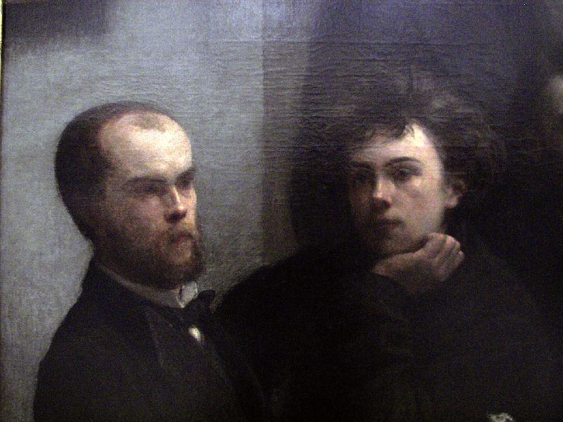 Detalhe do quadro de Henri Fantin-Latour com Paul Verlaine e Arthur Rimbaud.